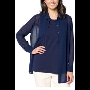 Brandis Women's Dress Out Loud Serving the Curvy Sheer Big Shirt Navy - Regular